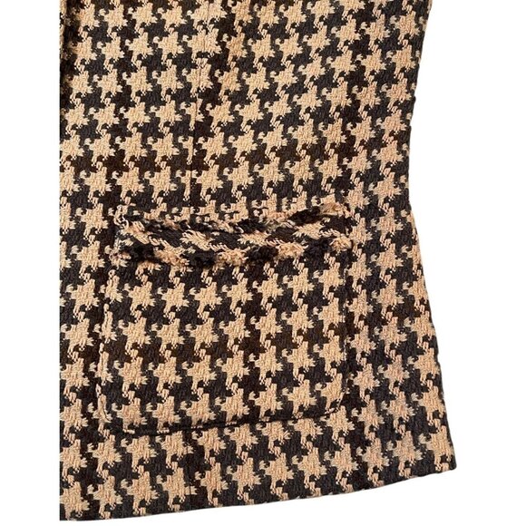 Cabi Women’s Houndstooth Knit-Sleeve Full Zip Jacket Size 12 Lined Black Tan - Picture 9 of 10